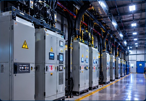 Illustrative mining facility electrical distribution and power infrastructure