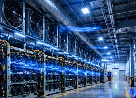 Illustrative air cooling and ventilation system in a mining facility